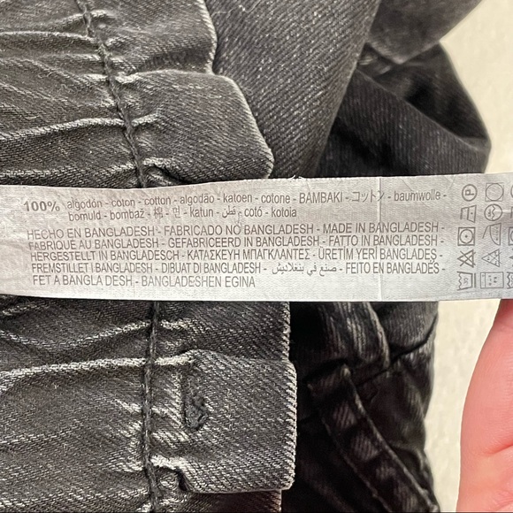 NWT Zara Black Elastic Paper Bag Waist Ultra High Rise 100% Cotton Jeans Size XL - Picture 12 of 16